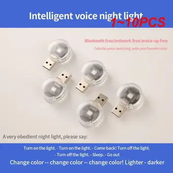1 ~ 10ШТ USB-Штекер LED Night Light Голосовое Управление Led Внутренний Ночник Красочный Мини-Автомобильный Фонарь Auto Reading Light Color