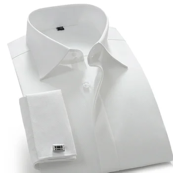 2023 Мужская французская белая рубашка с высоким воротником и длинным рукавом, тонкие свадебные запонки для жениха, деловые рубашки, Бесплатная доставка нижнего белья