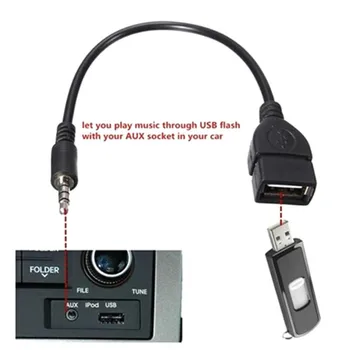 3,5 мм Штекерный Аудио Разъем AUX К USB 2.0 Тип A Женский OTG Конвертер Кабель-Адаптер Провод Шнур Стерео Аудио Штекер Автомобильные Аксессуары