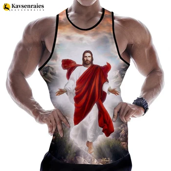 3D Цифровая Печать Бог Христос Иисус Топы Мода Harajuku Жилет Рубашки Мужчины Женщины Негабаритные Майки Без Рукавов Тройники 6XL