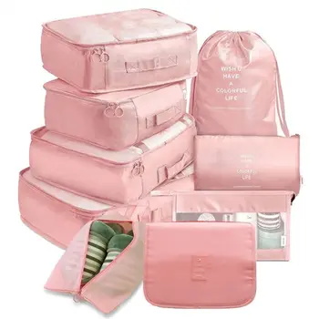 9 шт./компл. Сумки для хранения багажа большой емкости для упаковки одежды Cube, нижнего белья, косметики, органайзера для путешествий, сумки для туалетных принадлежностей
