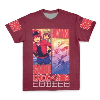 CELLS AT WORK, Японская аниме-кавайная мужская /женская футболка с принтом красных кровяных телец, уличная одежда для мальчиков и девочек, футболки в стиле хип-хоп оверсайз