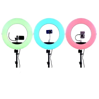 RGB кольцевой светильник 18 дюймов для фото-видеосъемки с дистанционным управлением, многоцветный кольцевой светильник 96 Вт FC-480