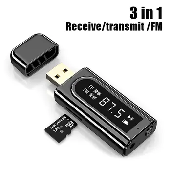 USB Bluetooth-совместимый приемник-передатчик 5.0 со светодиодным дисплеем MP3-плеер Aux Автомобильный FM-телевизор ПК TF Аудио Стерео адаптер Домашний динамик