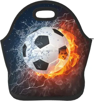 Water Fire Football Вместительная сумка для ланча Изолированный Ланчбокс для женщин взрослых подростков студентов