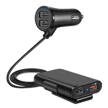Автомобильный Прикуриватель 4 Порта QC3.0 + 2.4A + 3.1A USB Автомобильное Зарядное Устройство Универсальный USB-Быстрый Адаптер с Удлинителем длиной 5.6 футов для MPV