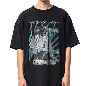 Аниме Фанатская Одежда Chainsaw Man Manga Makima Denji Унисекс Мужская Футболка Camisetas de Hombre Harajuku Рубашки