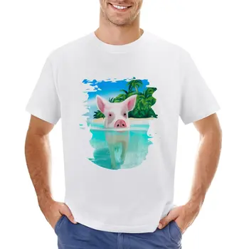 Багамские острова, плавающие свиньи, свинки, пляжные каникулы, заготовки футболок, винтажная винтажная одежда, мужские футболки