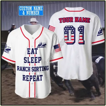 Бейсбольная рубашка Ranch Sorting Repeat, бейсбольная майка, мужская рубашка с 3D принтом, повседневные рубашки, топы в стиле хип-хоп.