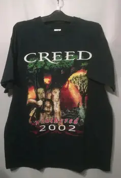 Винтажная футболка 2002 Creed Band с Музыкальным туром, Перепечатка футболки LB3487