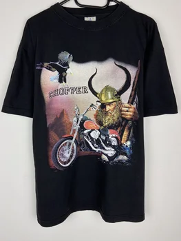 Винтажный Вертолет 90-х Годов Viking Motorcycle Eagle Графическая футболка с изображением Орла мужская футболка