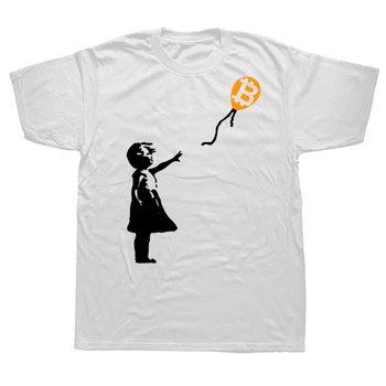 Забавная Девушка с Воздушным Шаром Btc Crypto Bitcoin для Футболок Cypherpunks, Уличная Одежда С Коротким Рукавом, Подарки На День Рождения, Летняя Стильная Футболка