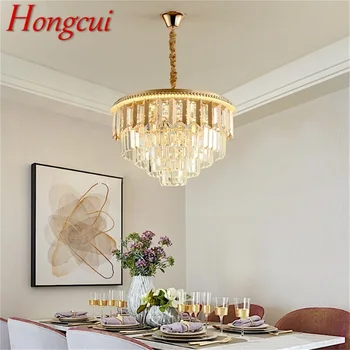 Золотая Люстра Hongcui Подвесной светильник Постмодернистский Роскошный Домашний светодиодный светильник для гостиной Столовой