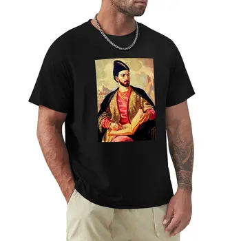 Известный грузинский поэт Шота Руставели. Футболка, корейская модная футболка, короткая одежда для мужчин