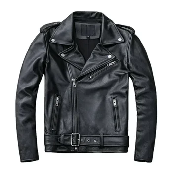 Классические мотоциклетные куртки, мужская кожаная куртка из 100% натуральной воловьей кожи, толстая мотокуртка, зимняя байкерская одежда, тонкие пальто M192