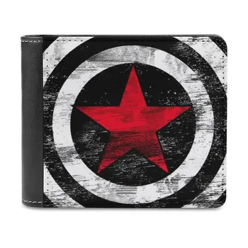 Классический стиль кошелька С рисунком Кошельки Мужская Мода Высококачественный кошелек С логотипом Bucky Civil War Star Shields Супергероя Стива Роджерса