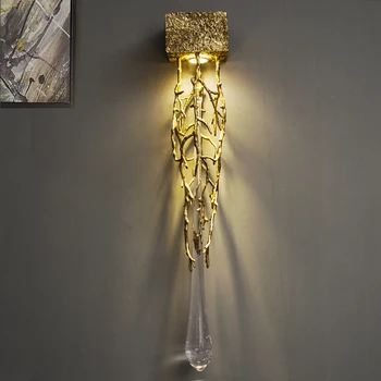 Креативный постмодернистский медно-хрустальный настенный светильник фоновая стена прохода лестничная клетка прикроватная тумбочка для гостиной настенный светильник образец светодиодного настенного светильника