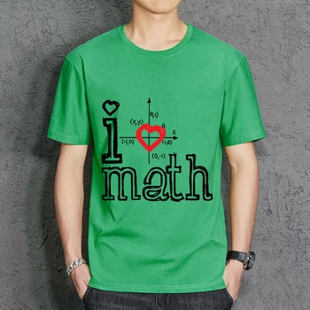 Модные мужские футболки с логотипом I Love Math, Модные повседневные футболки, хлопковая одежда Harajuku, Круглый вырез, мужская одежда оверсайз