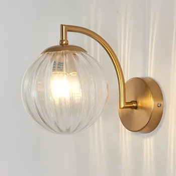 Настенные бра, Настенные светильники в виде белого стеклянного шара, Беспроводная лампа для спальни, гостиной, ванной комнаты, прихожей Цвет: золотой