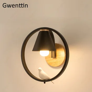 Настенный светильник с железным кольцом Bird Light Nordic Home Decor Настенное бра для спальни, кровати, светодиодных зеркальных светильников, промышленного светильника в стиле Лофт