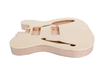 Незаконченный корпус гитары в теле стиле, облицованный пламенем, Кленовый шпон, Полуполая гитара