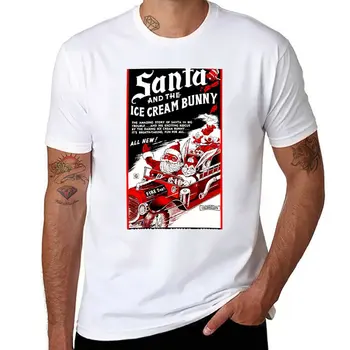 Новая футболка Santa and the Ice Cream Bunny, футболка оверсайз, эстетическая одежда, спортивные рубашки, футболки с графическими рисунками, футболки для мужчин