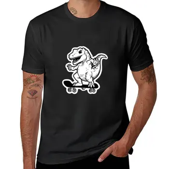 Новая футболка T-rex on skateboard, футболки больших размеров, новое издание, простые белые футболки, мужские