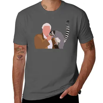 Новая футболка с сэром Дэвидом Аттенборо и лемуром, спортивная рубашка, одежда из аниме, мужские футболки для больших и высоких людей
