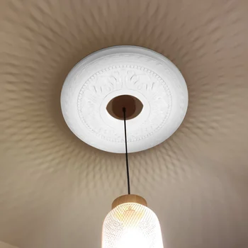 Основание подвесной потолочной люстры из искусственной кожи, декоративная круглая панель светильника, строительные материалы (маленький белый), 1 шт. кольцо