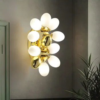 Подвесной светильник Nordic Creative Art Gold Grape Led для столовой, люстры, домашнего декора, стеклянного шара, настольной подвесной лампы.
