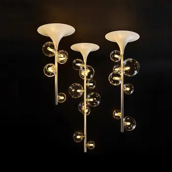 Потолочная люстра со светодиодной подсветкой в скандинавском стиле - Стеклянный шар - Дизайнерский потолочный светильник для столовой, кухни, гостиной