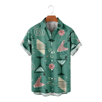 Праздничная Гавайская рубашка 2XS-4XL, повседневная модная дизайнерская одежда, рубашка с карманами, Летняя мужская пляжная рубашка