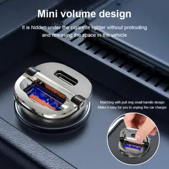 Практичные автомобильные электронные принадлежности Мини Автомобильная зарядная головка Металлическое автомобильное Универсальное автомобильное зарядное устройство 38 Вт с двойным USB-кольцом Автомобильное зарядное устройство