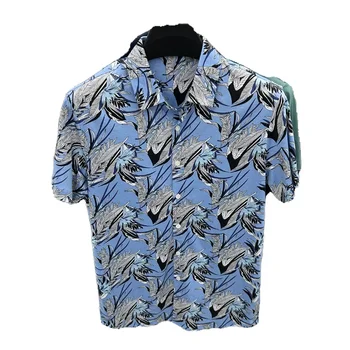 Рубашка Из 100 Мерсеризованного Хлопка С Короткими Рукавами Для Мужской Летней Тонкой Повседневной Рубашки В цветочек