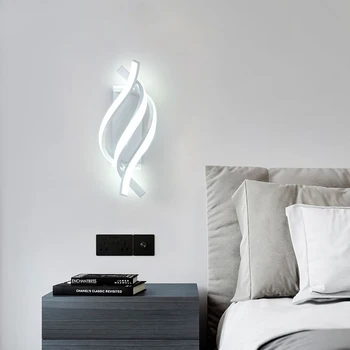 Современная прикроватная лампа мощностью 18 Вт 3000 К, Минималистичный спиральный светодиодный настенный светильник изогнутого дизайна, фоновый светильник для гостиной в спальне