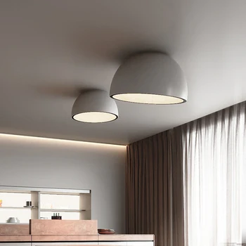 Современный светодиодный потолочный светильник в стиле скандинавской простоты для гостиной Спальни Столовой кухни, Серо-белая Круглая люстра