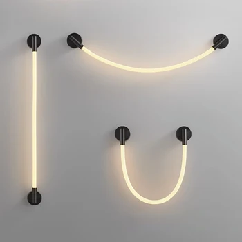 Современный тканый силиконовый светодиодный неоновый настенный светильник для спальни Nordic 360-градусного свечения с длинной линией Мягкого настенного освещения