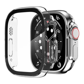 Стекло + чехол для Apple Watch Case Ultra 49 мм, защита экрана смарт-часов для ПК, закаленный бампер, аксессуары iWatch серии Ultra