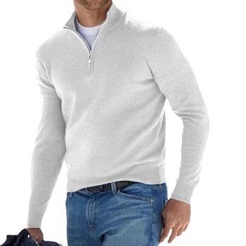 Толстовки Свободный свитер Одежда с застежкой на четверть молнии Пуловер Теплый повседневный С длинным рукавом Утолщенный мужской однотонный Мужской цвет
