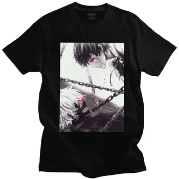 Уличная одежда, мужские футболки Tokyo Ghoul, хлопковая футболка Harajuku с короткими рукавами, футболка для отдыха Ken Kaneki, футболка свободного кроя, одежда в стиле манга
