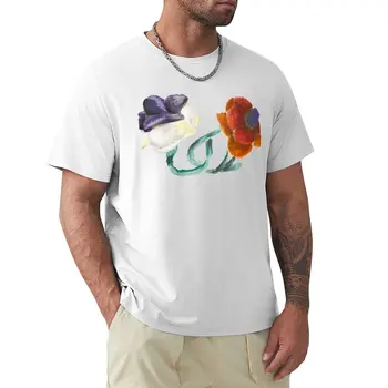 Футболка Duo of flowers, рубашка с животным принтом для мальчиков, пустые футболки, летняя одежда, мужская одежда
