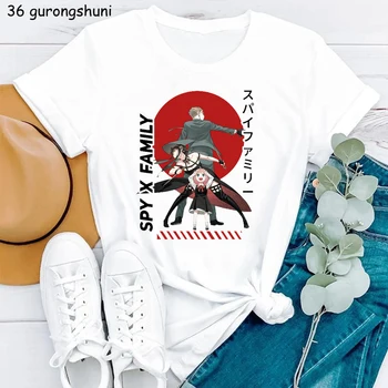 Японское аниме Anya Forger Футболка с мультяшным принтом для девочек, крутая футболка Spy X Family, женские летние топы с коротким рукавом, футболка Femme