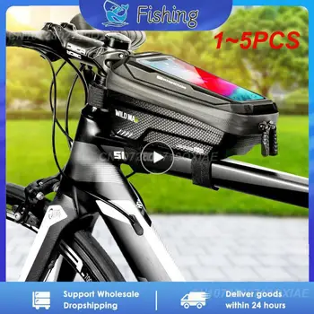 1-5 шт. Сумки WILD MAN на передней раме, сумка для MTB велосипеда, водонепроницаемая верхняя трубка с сенсорным экраном, сумка для мобильного телефона для велосипедных аксессуаров