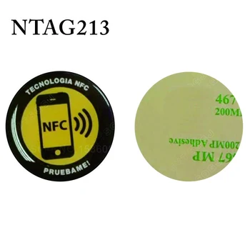 100шт карт IC coin, 13,56 МГц антиметаллических меток nfc 213 card, эпоксидная наклейка nfc с клеем для всех телефонов nfc