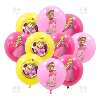 18шт Тематическое Украшение Дня Рождения Воздушным шаром Super Mario Bros Mario Peach Princess Набор Латексных воздушных шаров Свадьба
