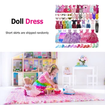 35 Комплектов Нарядного платья для куклы, Декоративная юбка для куклы из полиэстера, Реквизит, коллекция одежды феи, случайный стиль для игры в переодевание