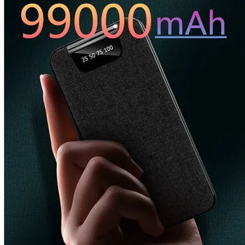 99000 мАч Тонкий Power Bank Портативное Зарядное Устройство Внешний Аккумулятор Power Bank Для IPhone14 13 Xiaomi Huawei Samsung Power Bank