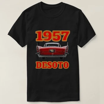 Camiseta estampada de algodón de manga corta para hombre negro 1957 Desoto Firelite