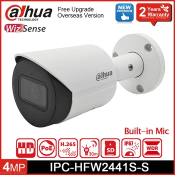Dahua IPC-HFW2441S-S WizSense 4-Мегапиксельная Пуля IP-камера Безопасности POE Сетевая Камера ИК 30 м Встроенный Микрофон Слот для SD-карты IP67 SMD Plus