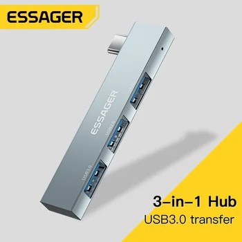 Essager 3 в 1 Type C к USB-Концентратору 3 Порта C Удлиненный Штекер Портативный USB C Высокоскоростной USB-Концентратор Для Macbook Pro Компьютерные Аксессуары